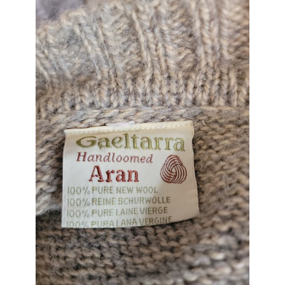 Vintage Gaeltarra Wool Sweater Sz 44" Aran Knit Irish Handloomed Fisherman - Picture 7 of 9